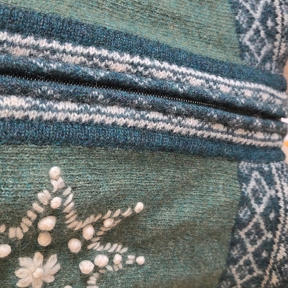Vinatge Lambswool Blend Appleseeds Nordic Fair Isle Zip Front Cardigan Womens M - Picture 4 of 10